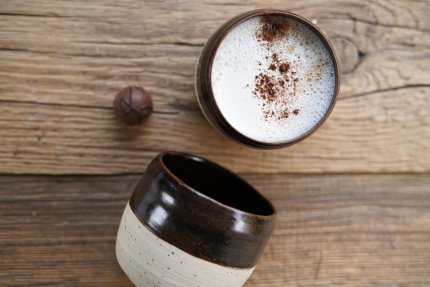 Handgetöpferte braun beige natur Keramik Mocca Kaffee Becher